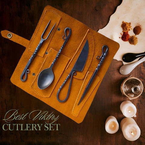 Hand Forged Medieval Cutlery Set knife for reliable cutting during reenactments