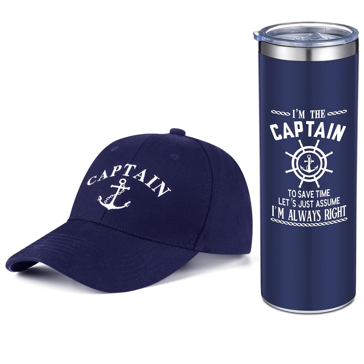 Handepo captain cap navy with embroidery and secure back buckle for boating comfort