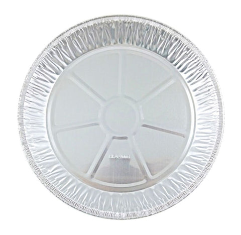 Handi-Foil 12in pie pan side profile highlighting 1-1/4 inch depth, perfect for rich fillings.