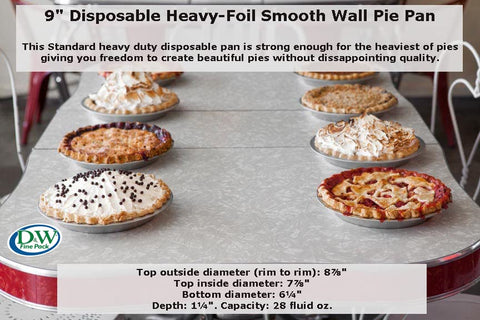 Handi-Foil 9-inch pie pan stacked, convenient disposable bakeware.