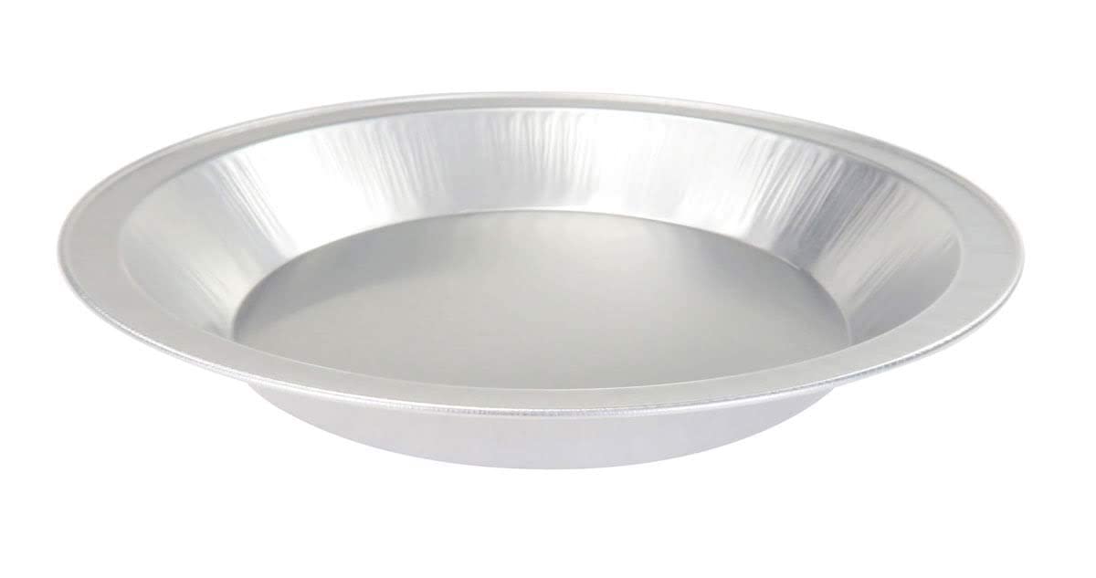 Handi-Foil 9-inch pie pan front view, sturdy aluminum for even baking.