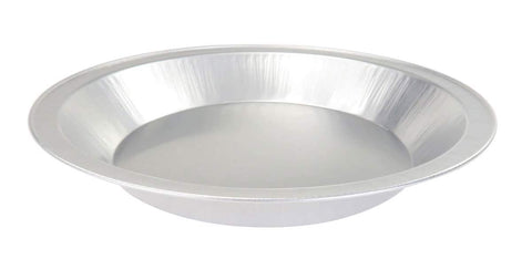 Handi-Foil 9-inch pie pan front view, sturdy aluminum for even baking.