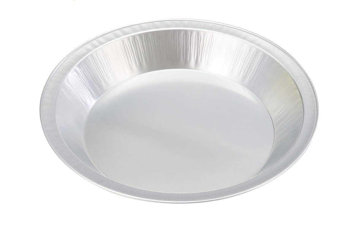 Handi-Foil 9-inch pie pan top view for even baking and sturdy handling