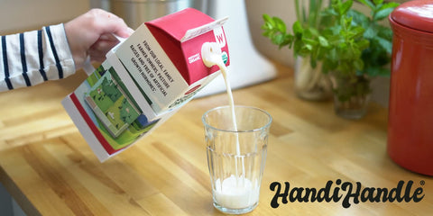 HandiHandle half gallon holder desk setup for daily use