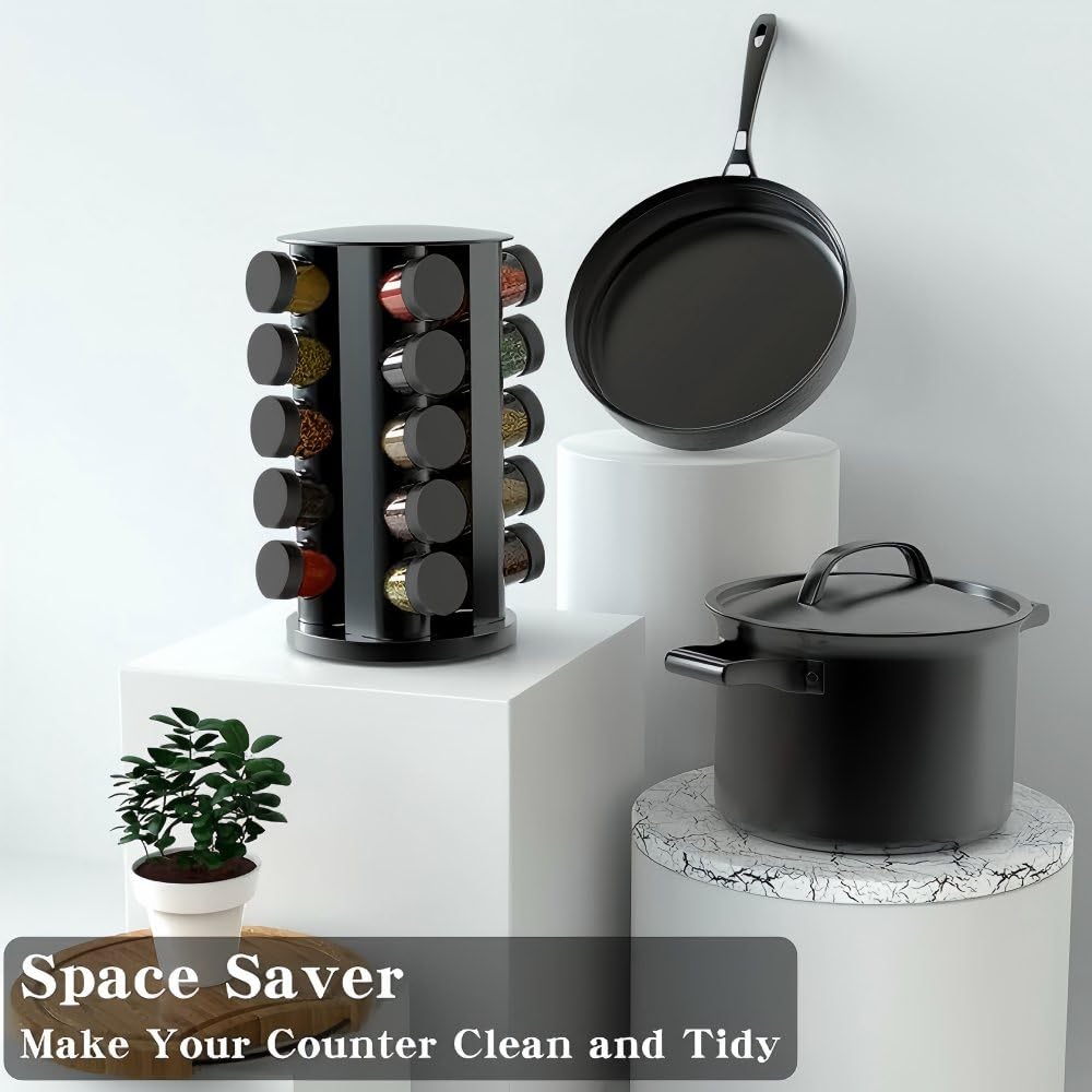 Handisen 360-degree rotation simplifies spice access during meal prep.