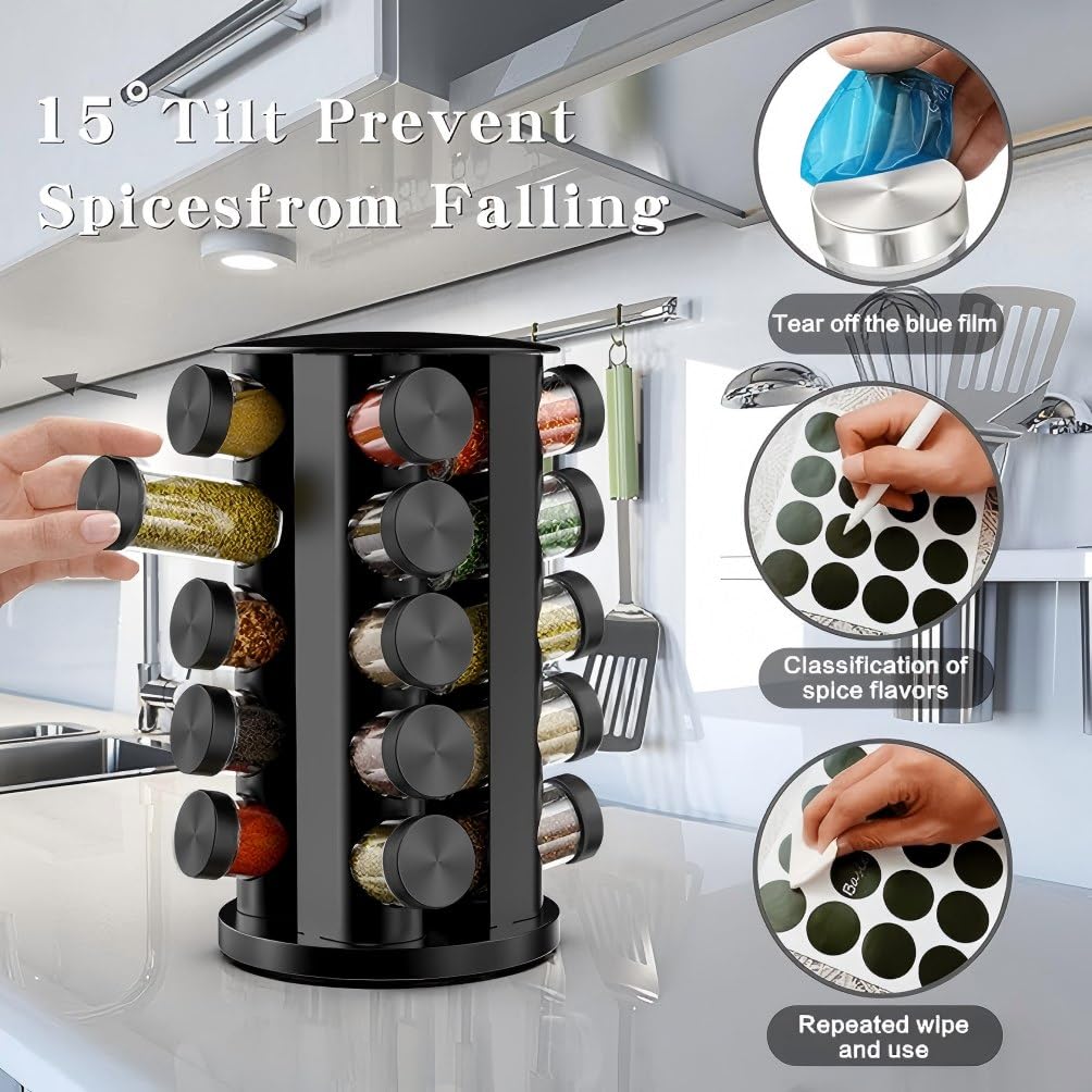 Handisen clear lead-free glass jars let you see spices at a glance.