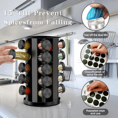 Handisen clear lead-free glass jars let you see spices at a glance.