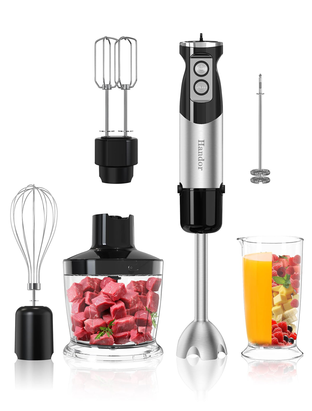 Handor 6-in-1 hand blender with 1000W motor for fast blending and control.
