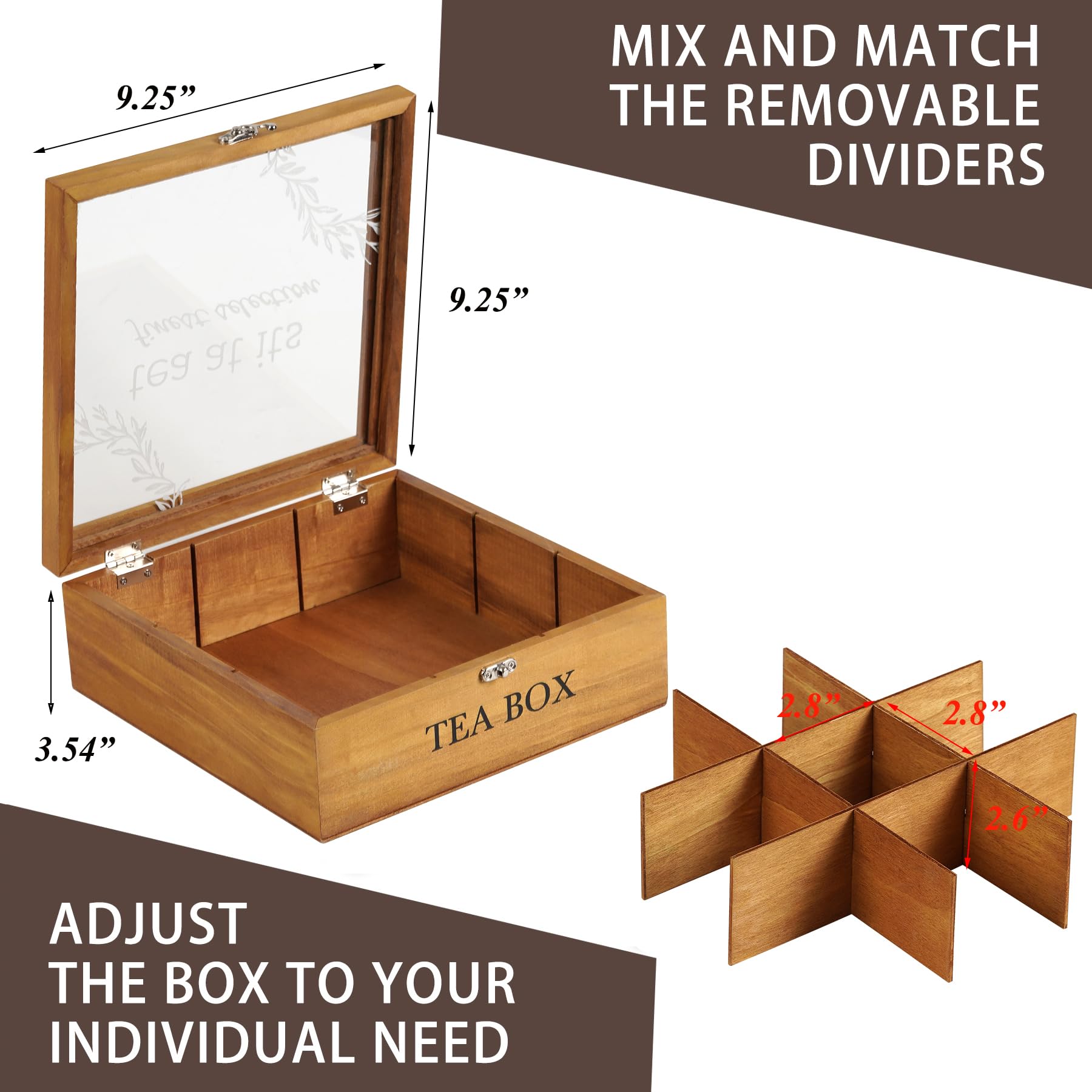 Countertop display keeps tea bags ready for quick selections.