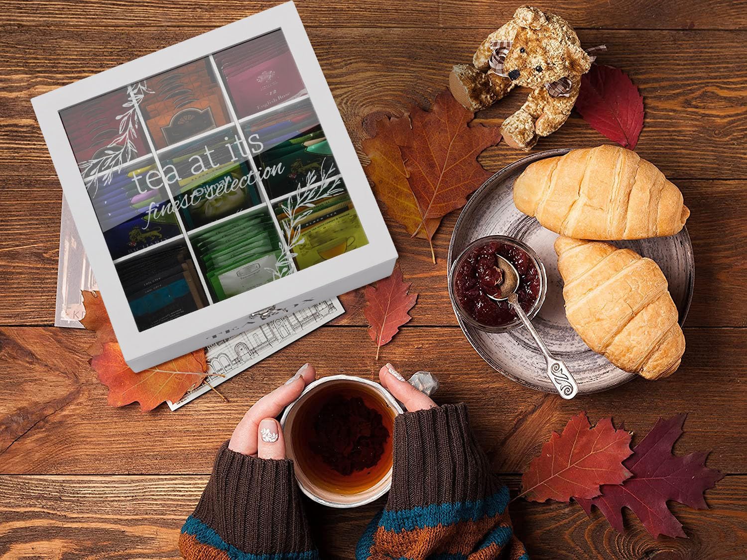 handrong tea bag holder with glass cover shows flavors at a glance