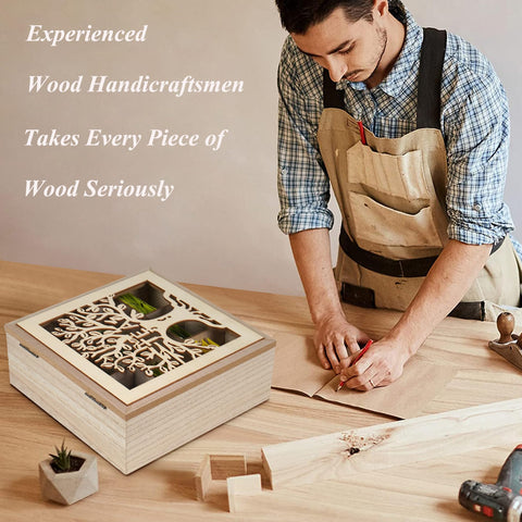 Handrong Tea Bag Organizer with 9 compartments keeps varieties within easy reach