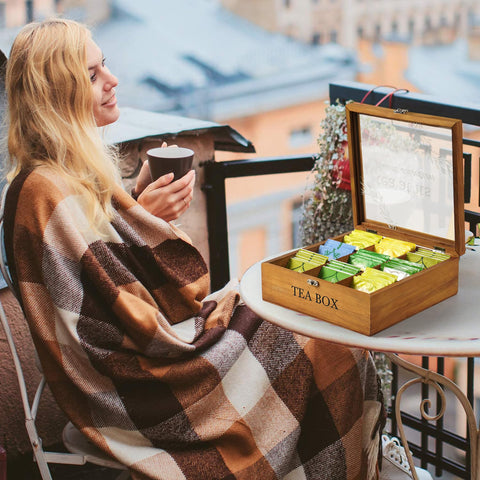 Handrong tea bag storage with clear lid shows flavors at a glance.