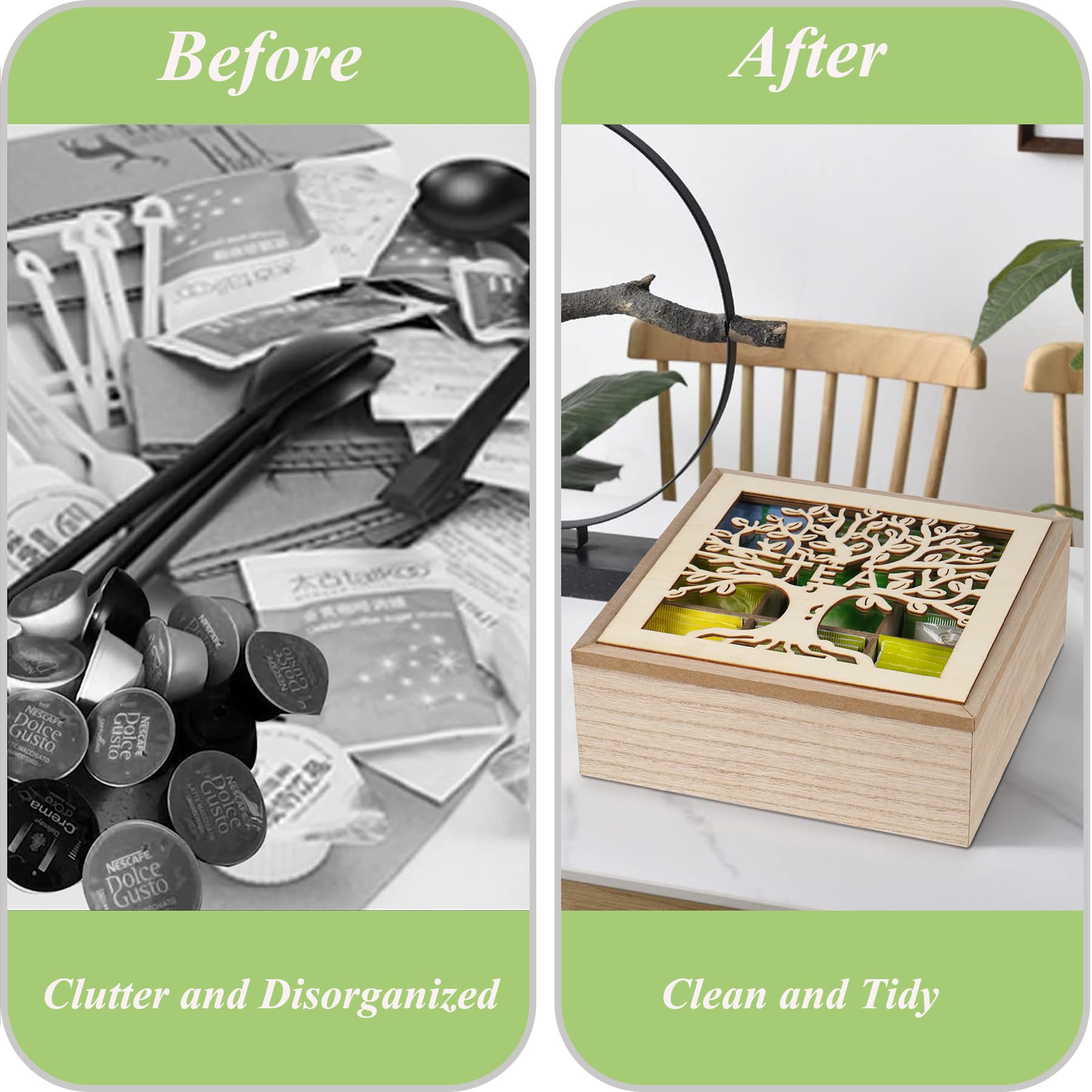 Handrong Tea Box Organizer made from natural wood material for durability