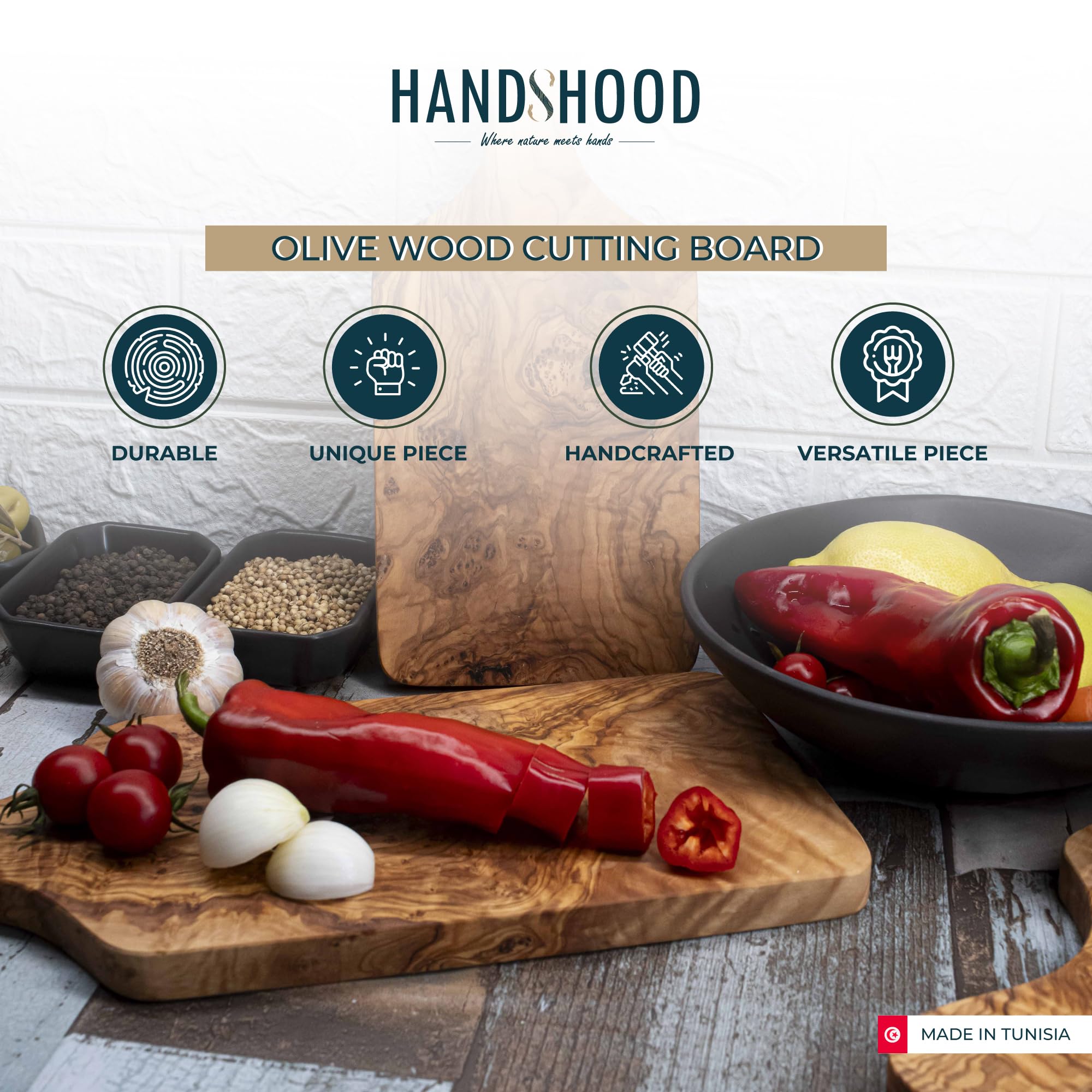 HandsHood eco-friendly olive wood board from pruned branches