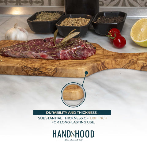 HandsHood olive wood charcuterie serving board ready for entertaining