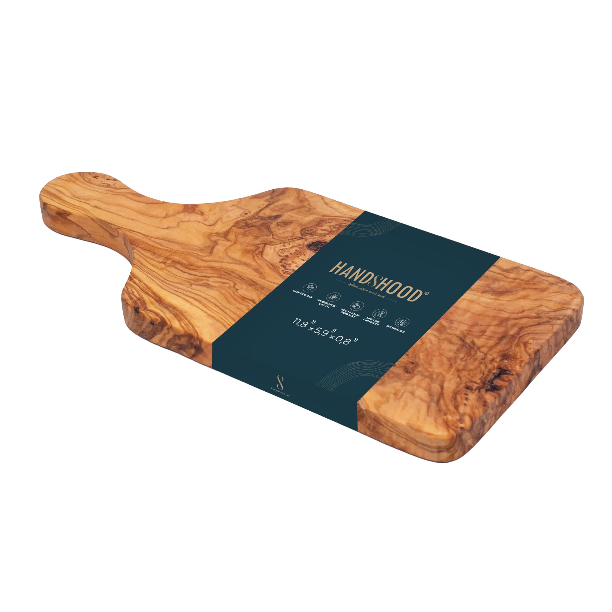 HandsHood olive wood cutting board with natural olive grain for stylish daily prep