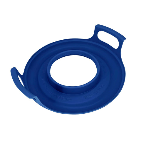 Handy Gourmet spill-catcher edge contains splatters during microwaving.