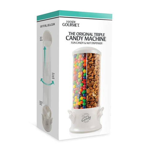 Handy Gourmet triple candy machine in action with fingertip dispensing