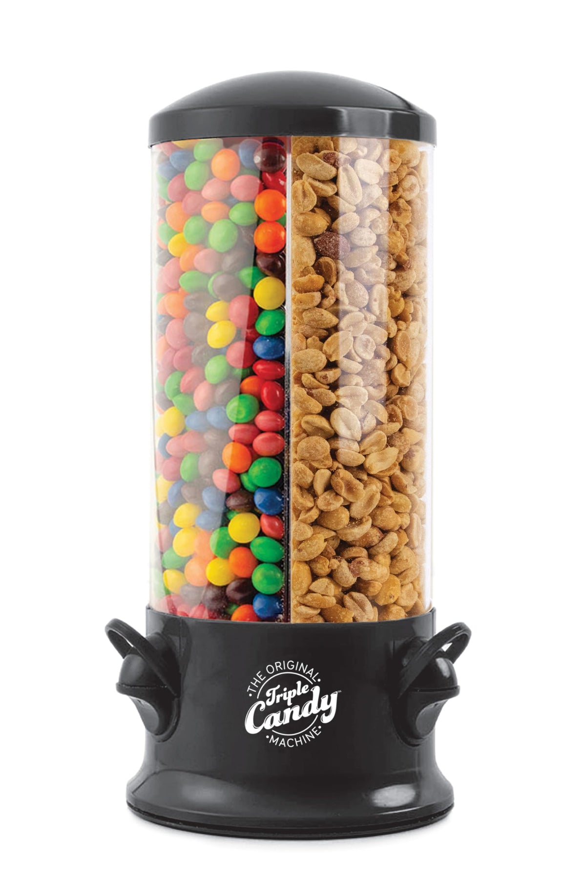 Handy Gourmet Triple Candy Machine front view showing three snack compartments for organized serving