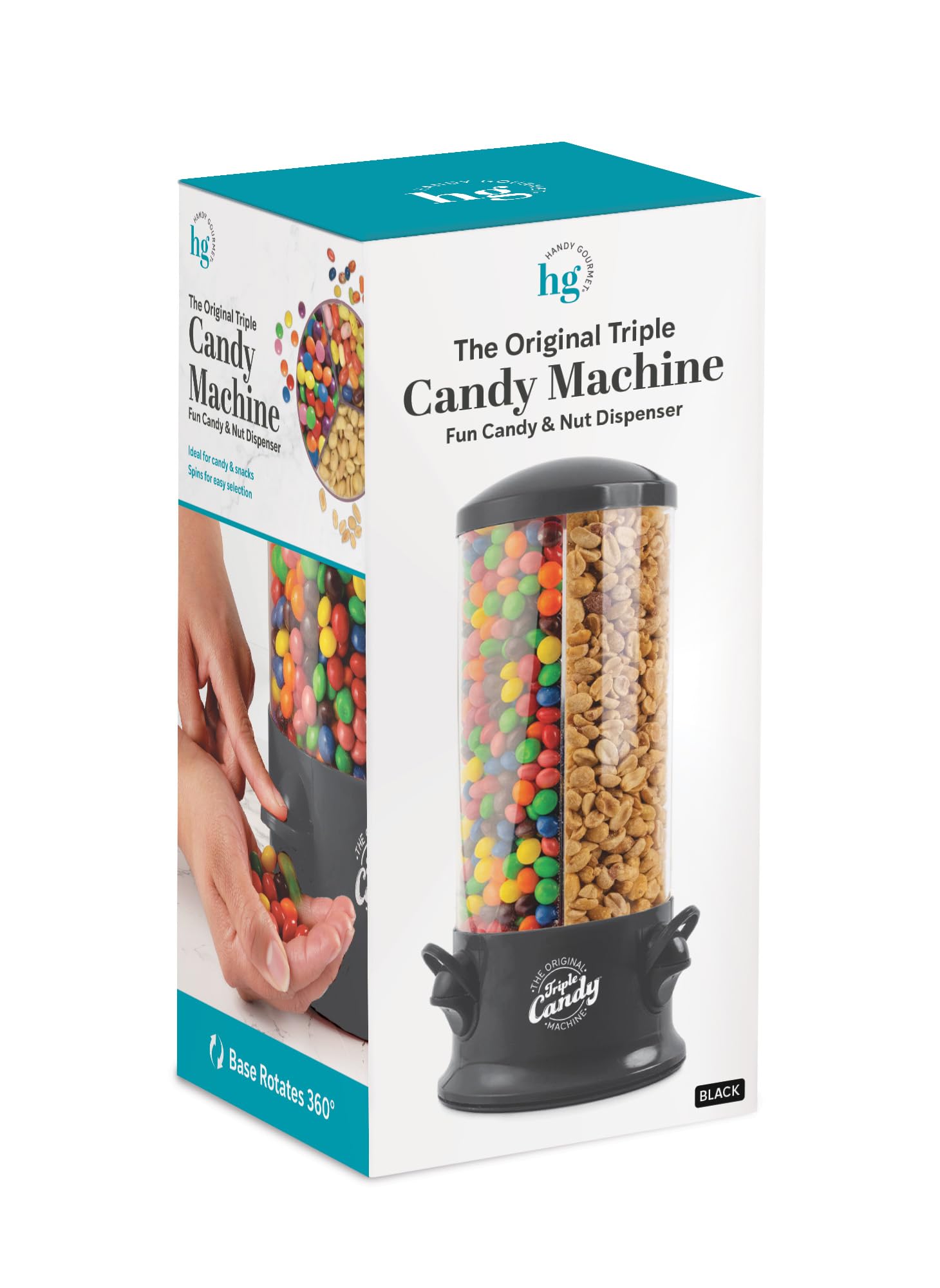 Handy Gourmet Triple Candy Machine top fill opening for quick refills