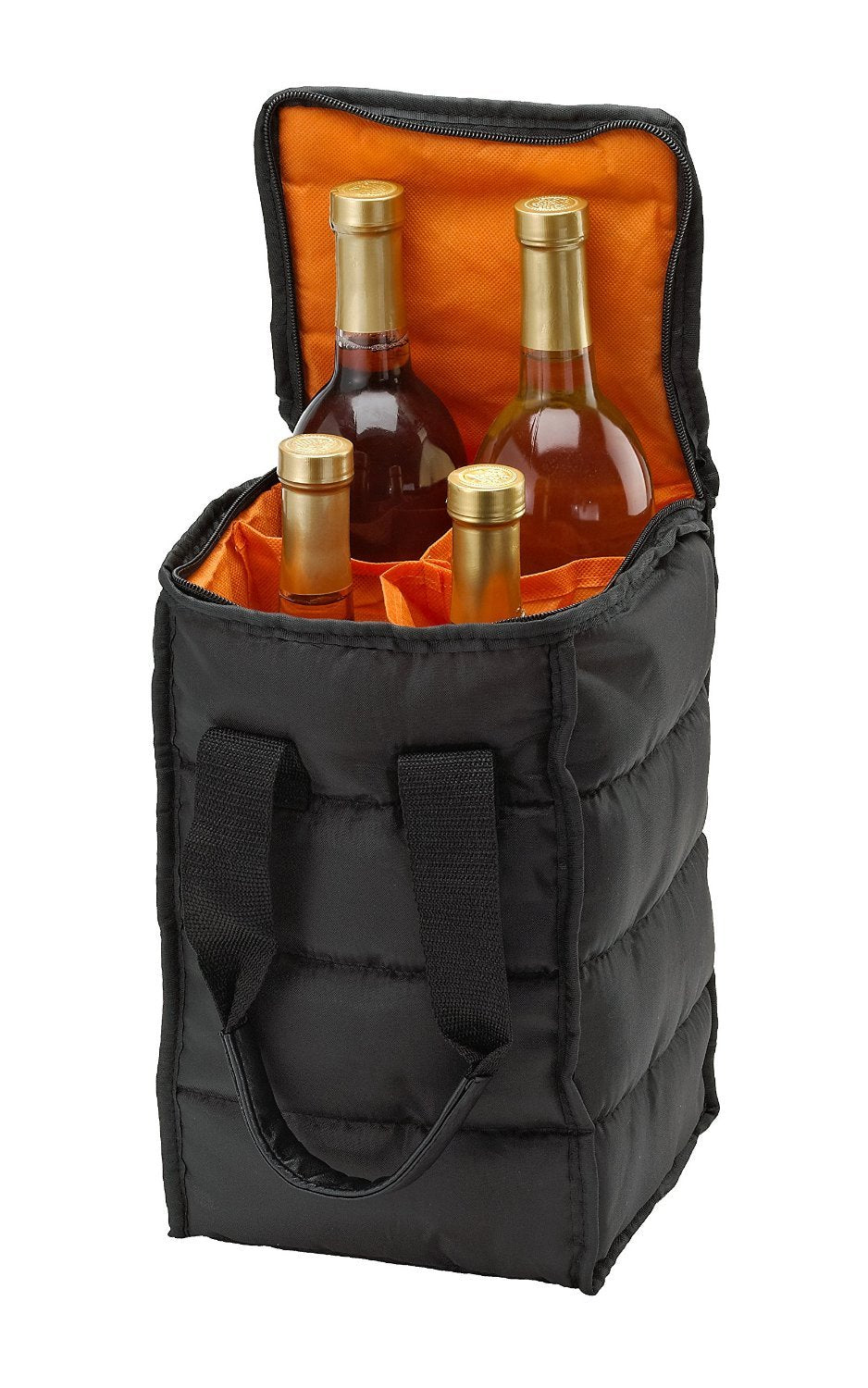 Handy Laundry wine carrier pockets front for secure, organized bottle transport.