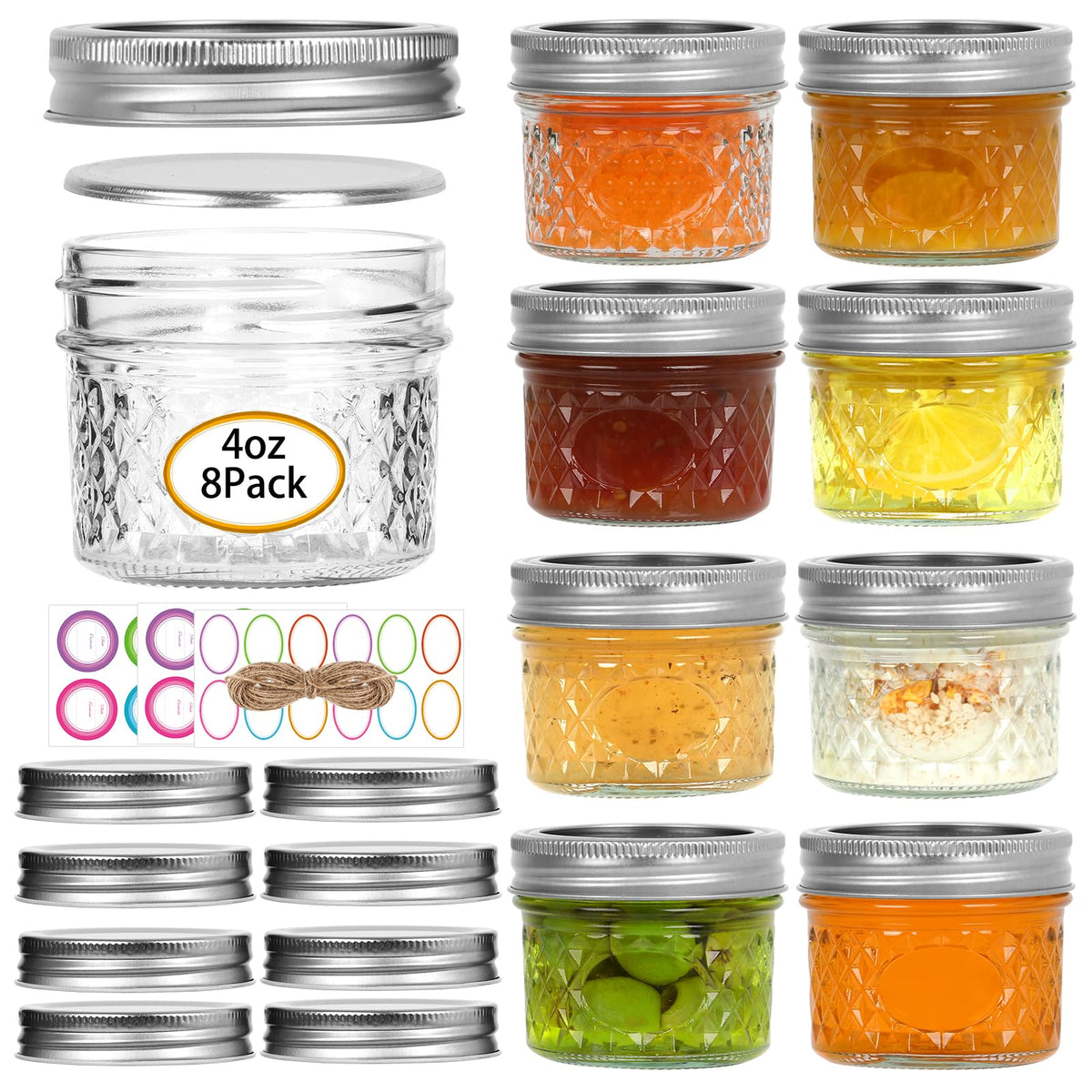 Haneye 4oz mini mason jar with regular lid ready for storage.