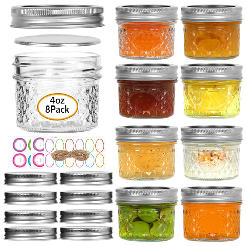 Haneye 4oz mini mason jar with regular lid ready for storage.