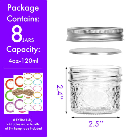 Haneye 4oz jar filled with jam for easy portioning.