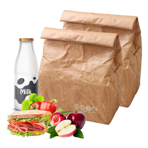 Hangnuo insulated brown paper lunch bag open-top keeps meals fresh during commutes.