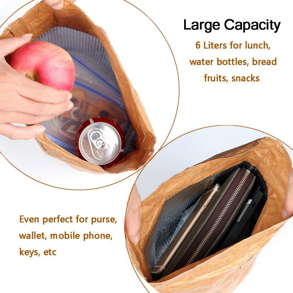 Hangnuo Tyvek durable lunch bag demonstrates tear-proof strength for carrying milk and snacks.