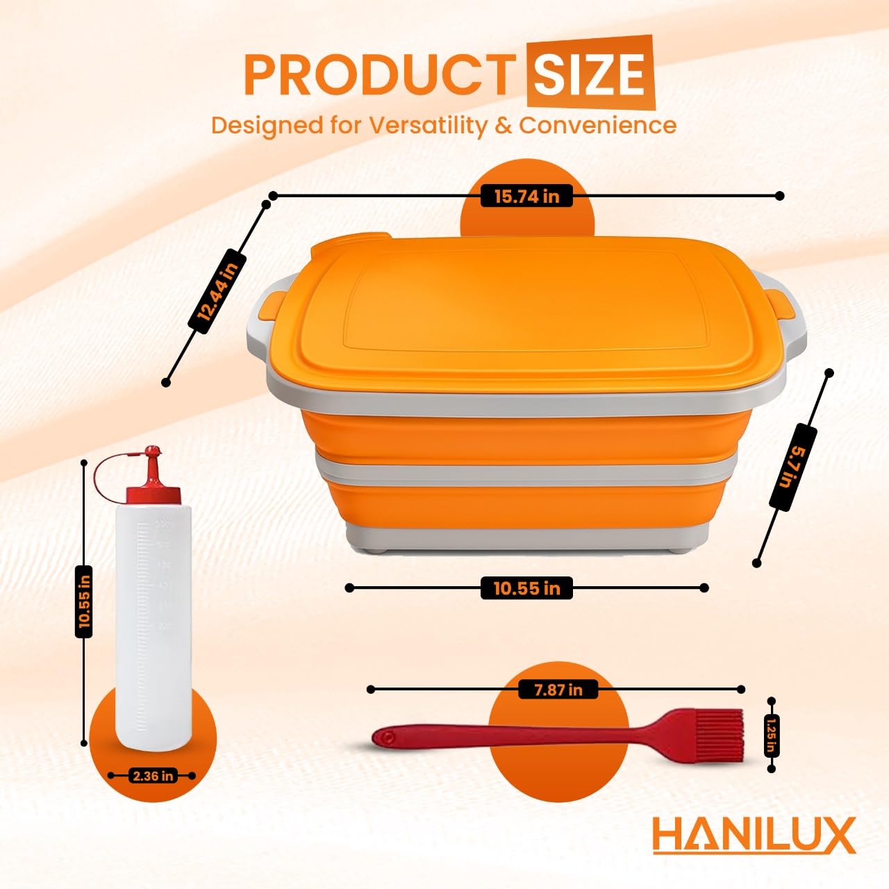 HANILUX collapsible bbq prep tub cutting board for quick chopping.