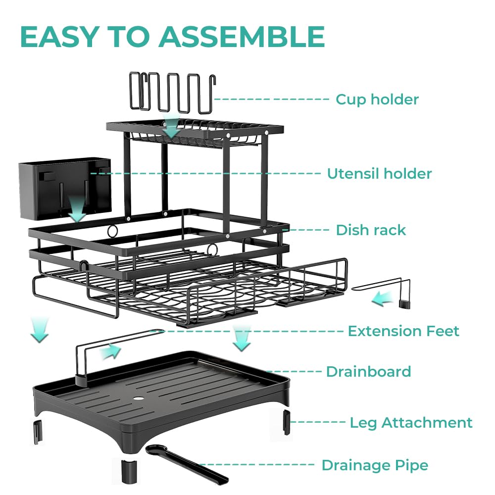 HANLE 2-tier rack with tool-free assembly for quick setup and cleaning.