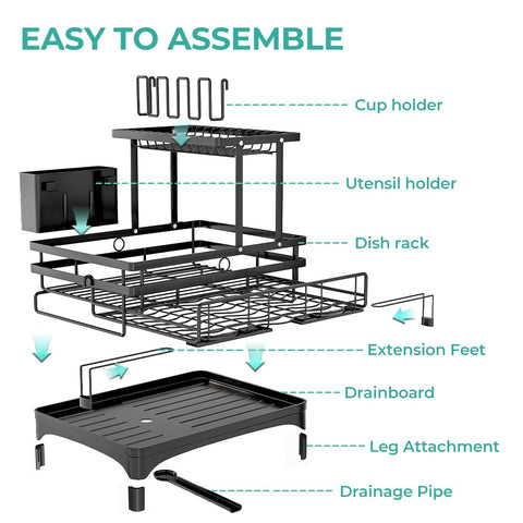 HANLE 2-tier rack with tool-free assembly for quick setup and cleaning.