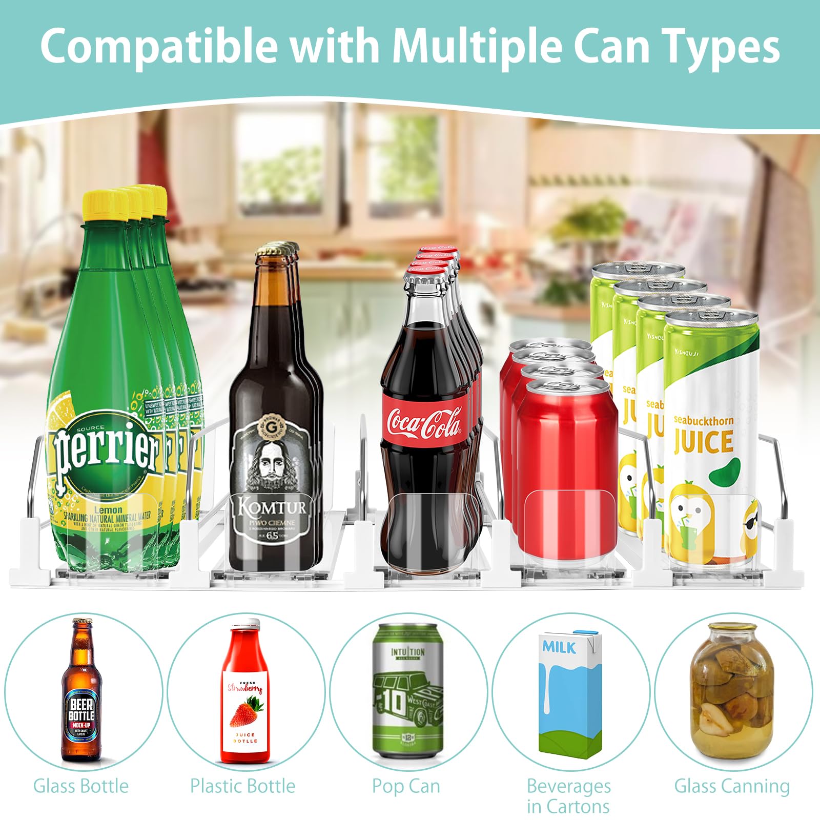 Hanmir can organizer holds up to 25 cans, keeping beverages organized and visible.