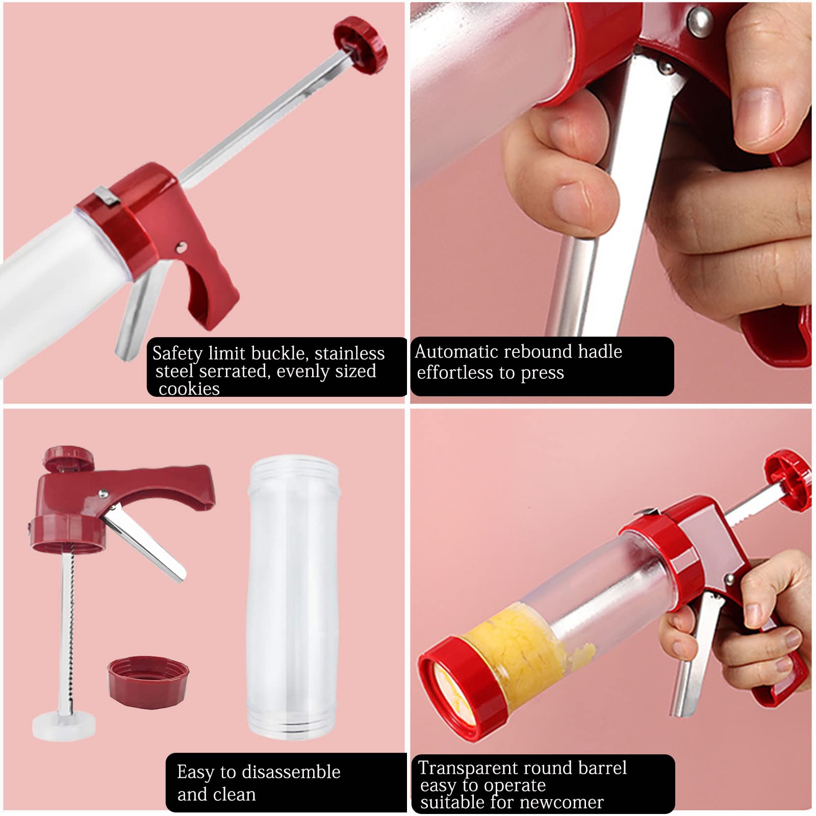 Hanmsen Cookie Press 16 discs showcase versatile shapes for creative cookies.