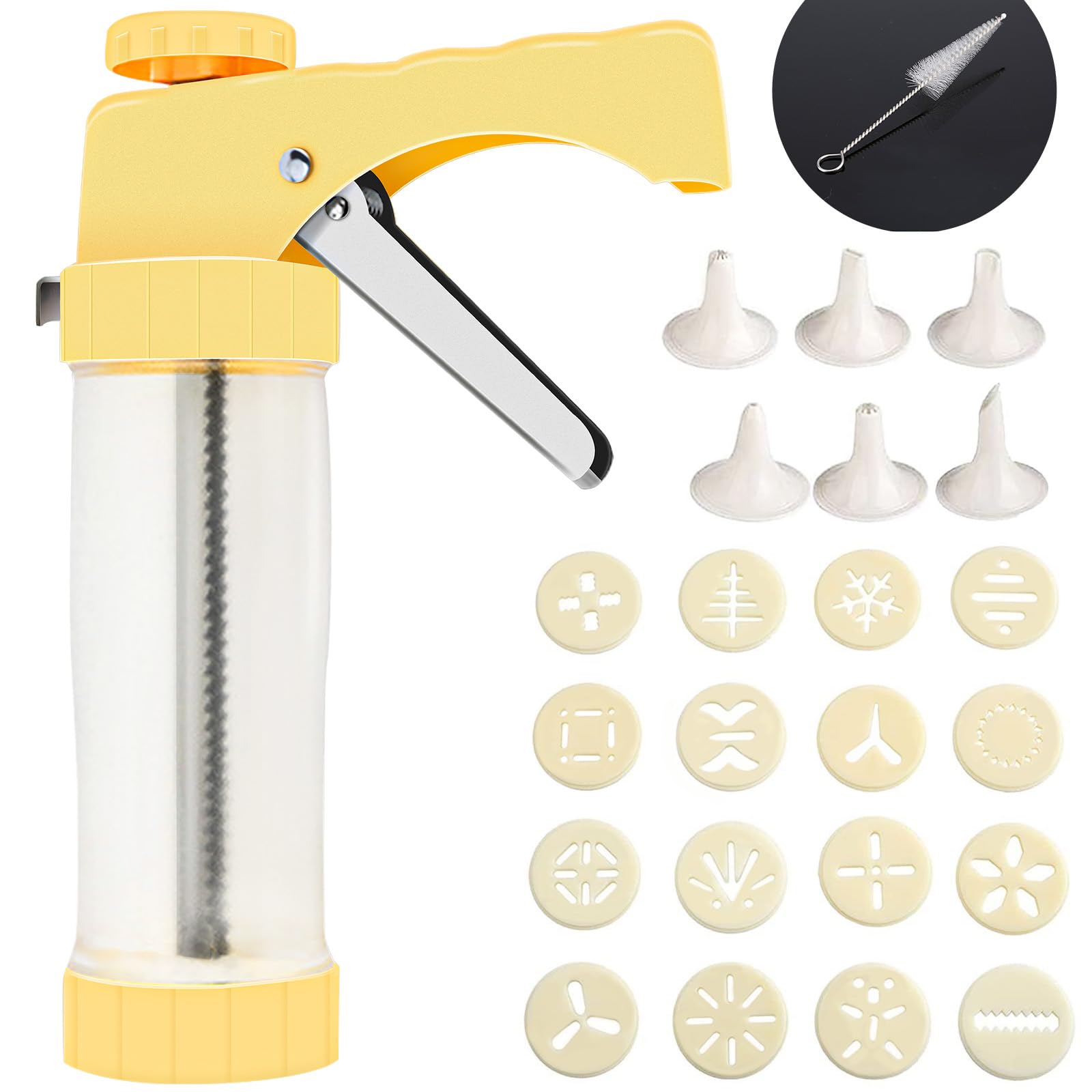 Hanmsen cookie press with 16 discs enables versatile designs.