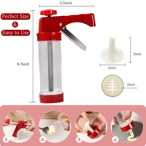 Hanmsen Cookie Press with 6 decorating tips expands piping options.