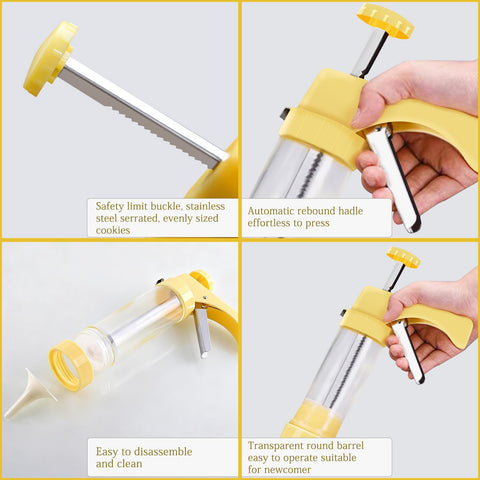 Hanmsen cookie press with 6 icing tips for decorative touches.