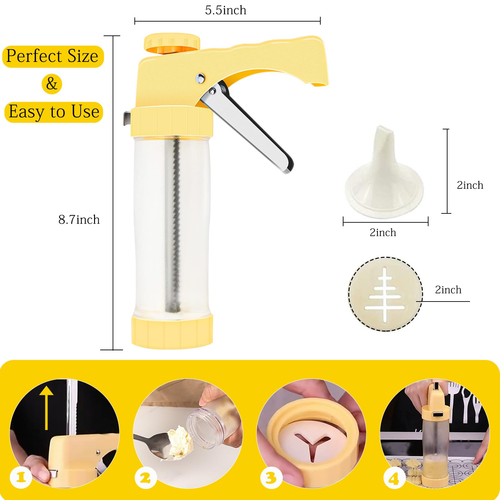 Hanmsen spritz cookie press creates delicate cookies quickly.