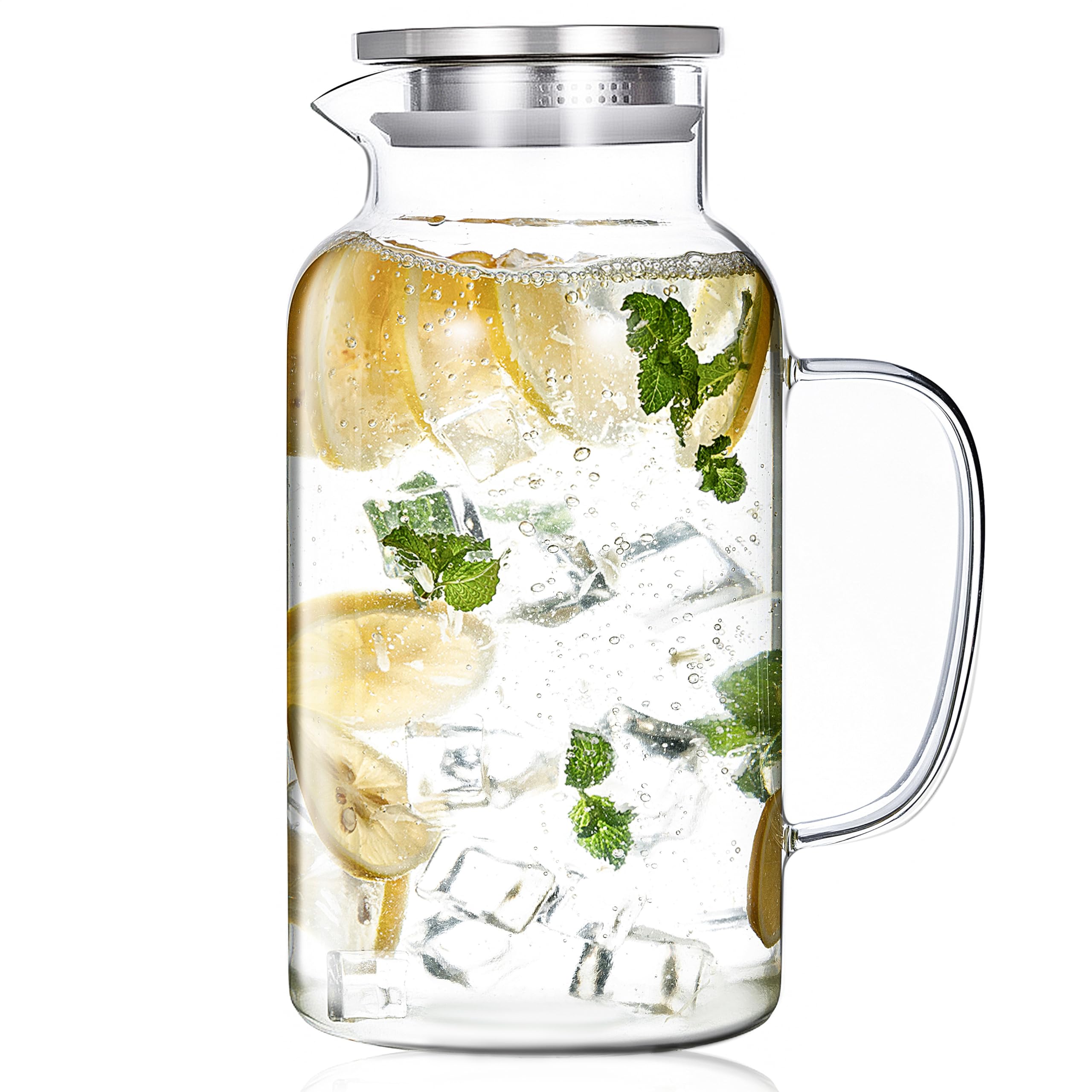 Hannadepot glass pitcher with 1 gallon capacity in durable borosilicate glass for everyday beverages.