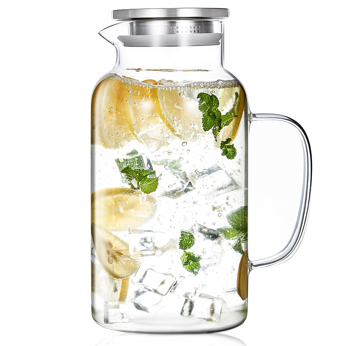 Hannadepot glass pitcher with 1 gallon capacity in durable borosilicate glass for everyday beverages.