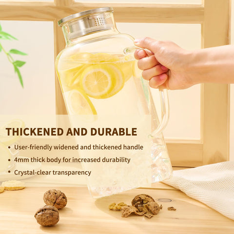 Hannadepot heat-resistant borosilicate pitcher handles hot and cold drinks safely