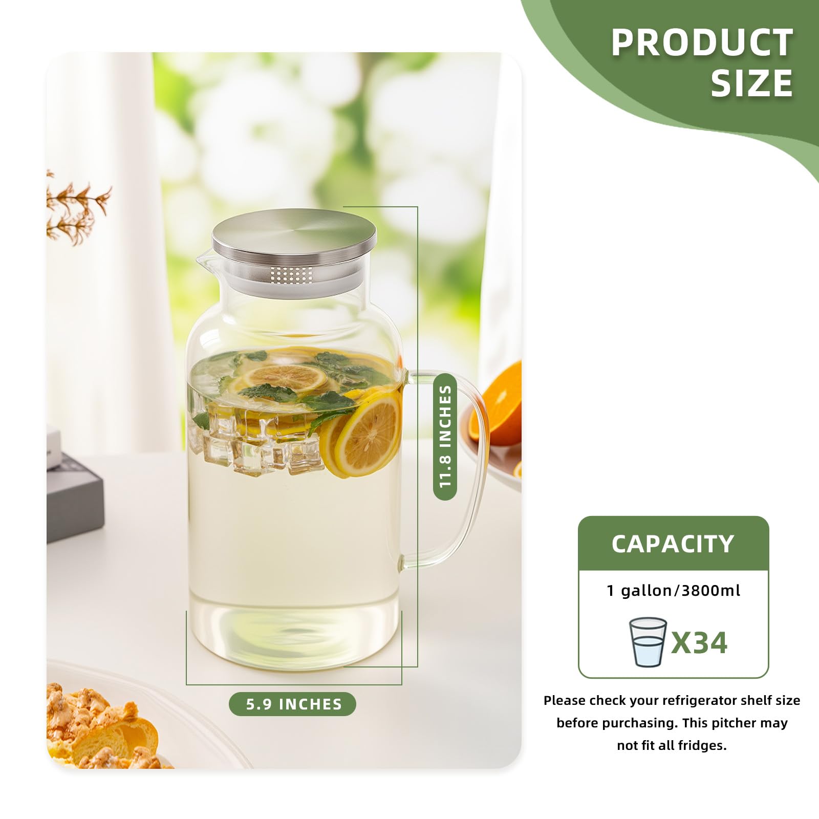 Hannadepot glass pitcher lid and spout shown for precise, spill-free pouring.