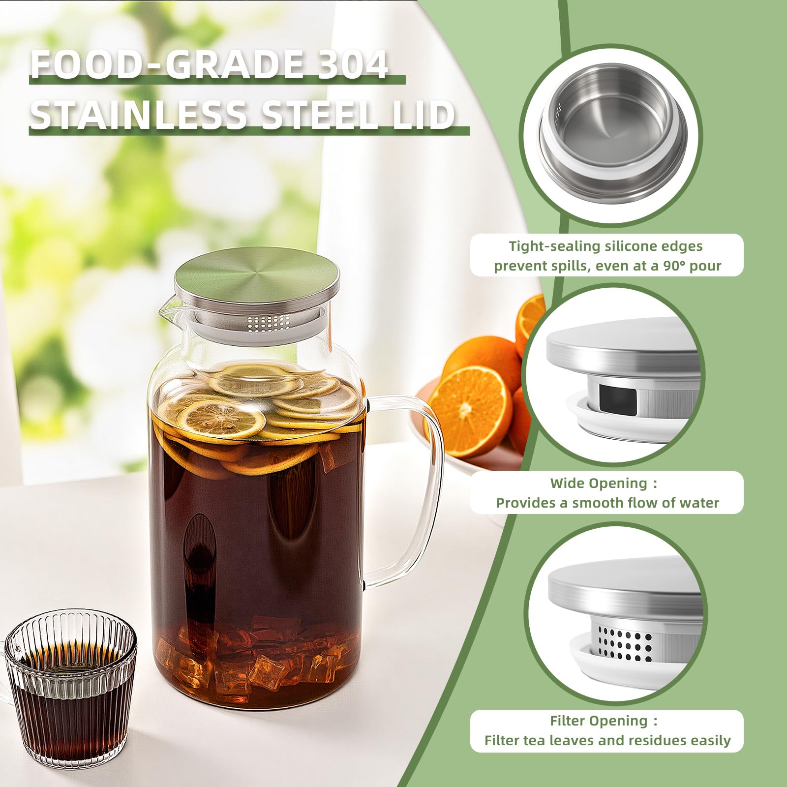 Hannadepot pitcher anti-drip spout supports tidy, confident serving.