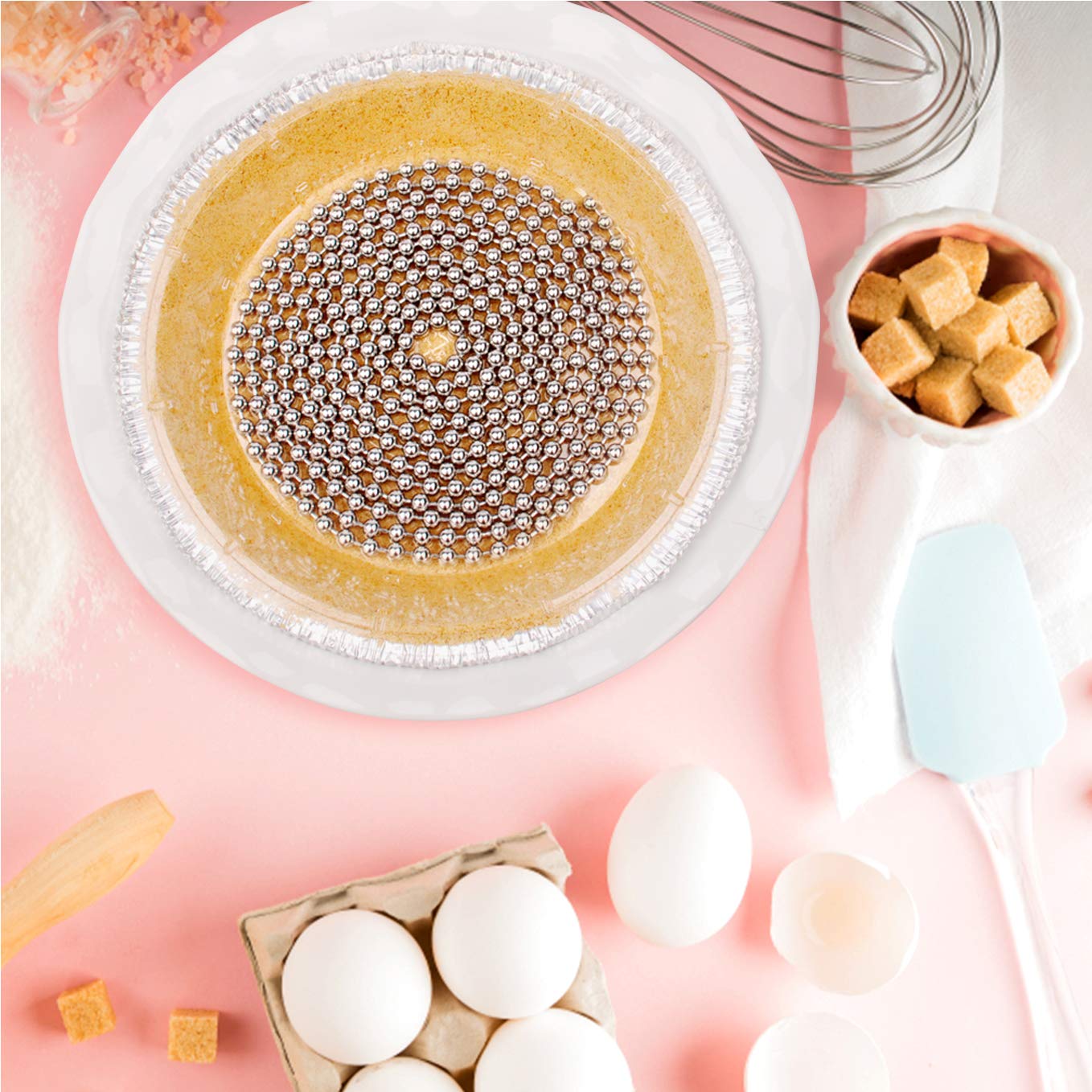 Hannah's Baking oven-safe pie weights withstand high heat for reliable baking