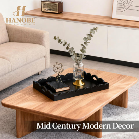 Hanobe tray in black finish adds a modern touch to decor and functionality.