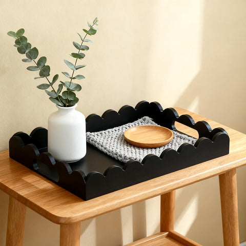 Hanobe tray on living room surface keeping remotes neatly organized.