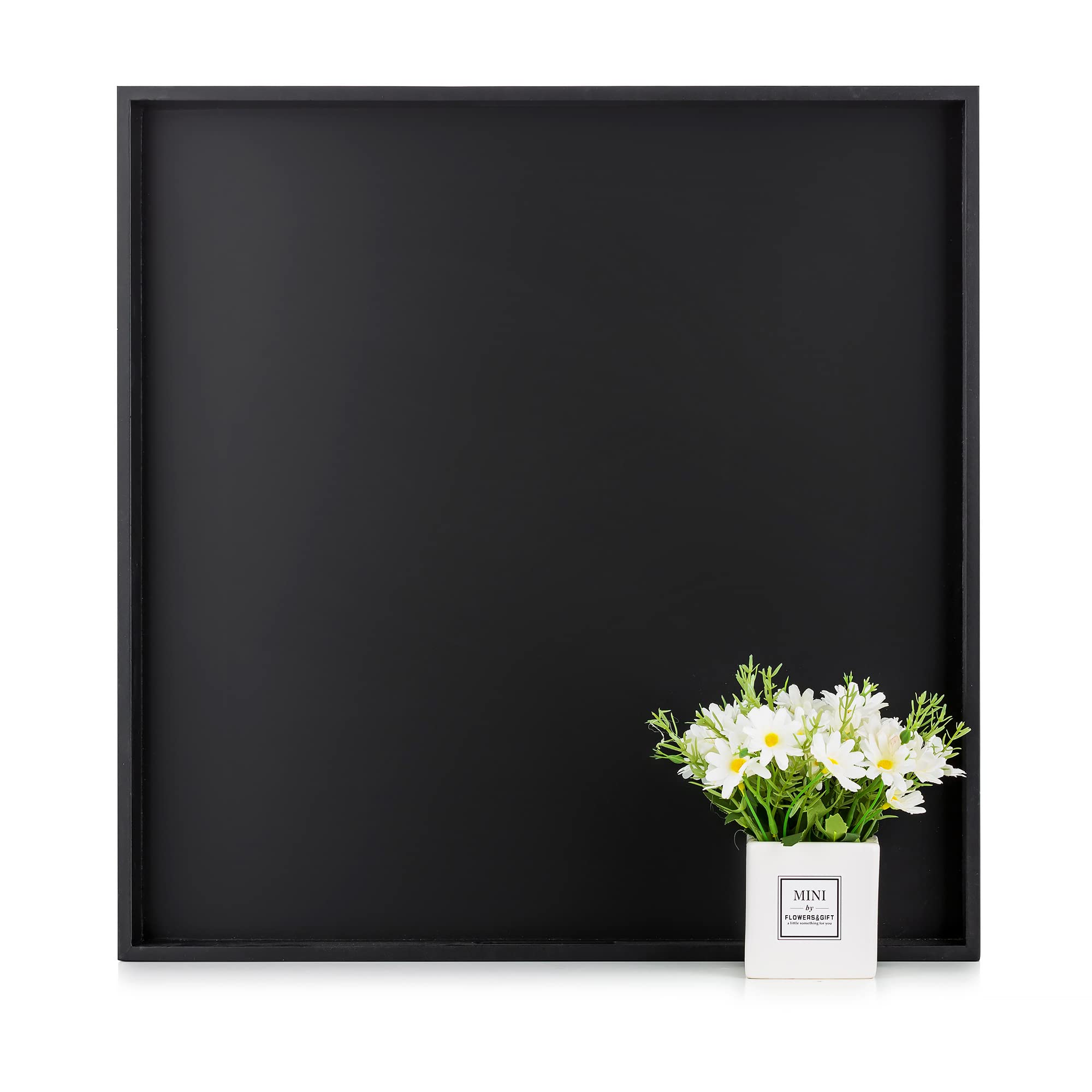 Hanobe ottoman tray 20-inch black with handles, ideal for carrying drinks and snacks.