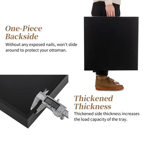 Hanobe tray doubles as a small table on an ottoman.