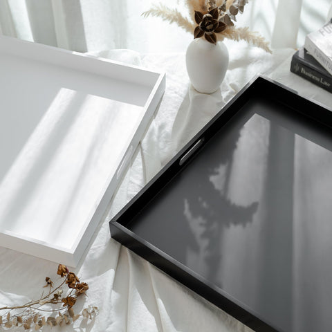 Hanobe tray enhances entertaining with generous space for snacks.